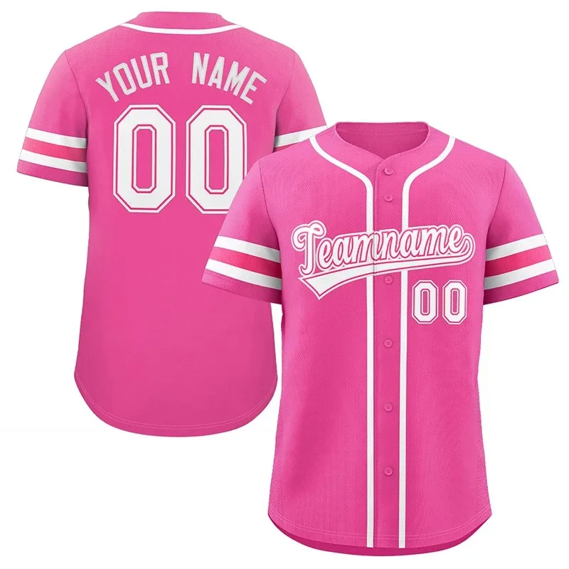 Unisex Pink & White Baseball Jersey – Custom Name & Number - Image 1