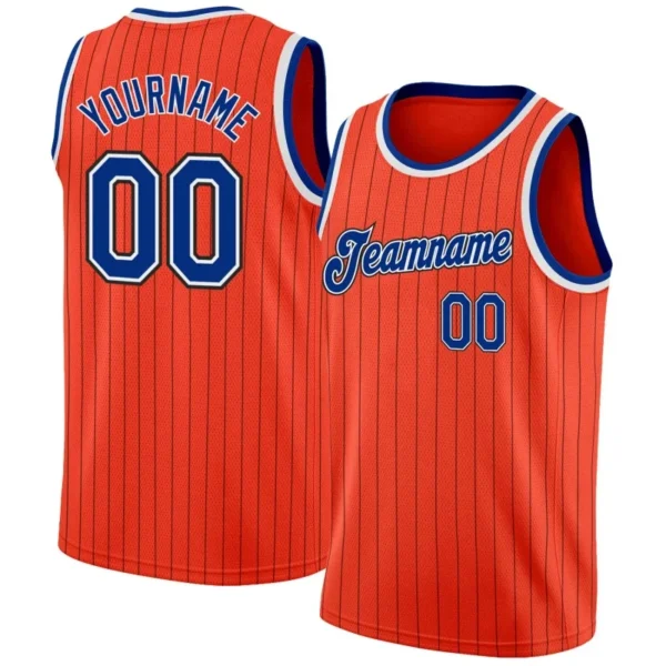 Men Stripes Orange & Blue Basketball Jersey - Custom Name & Number