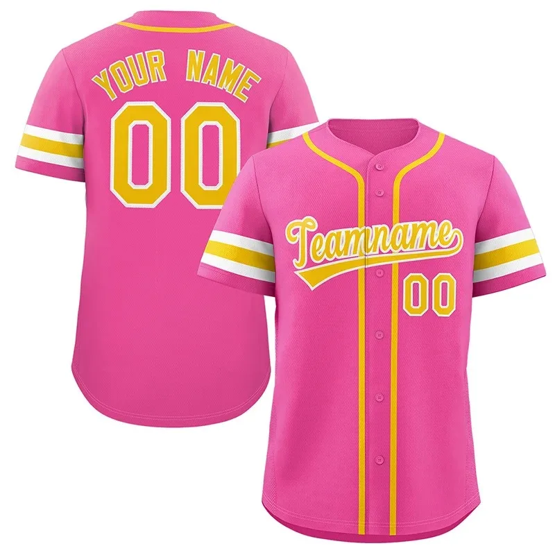 Unisex Pink & Yellow Baseball Jersey – Custom Name & Number - Image 1