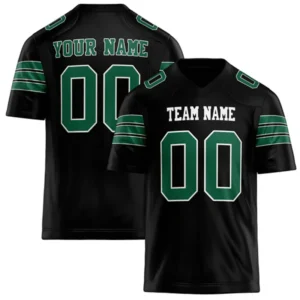 Men Black & Green Football Jersey – Custom Name & Number Team Uniform