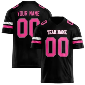 Men Black & Pink Football Jersey – Custom Name & Number Team Uniform