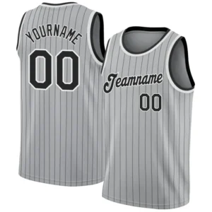 Men Stripes Grey & Black Basketball Jersey - Custom Name & Number