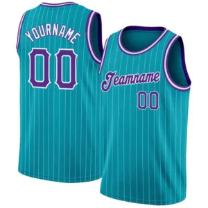 Men Stripes Ocean Blue & Purple Basketball Jersey - Custom Name & Number